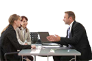 Three people at a table